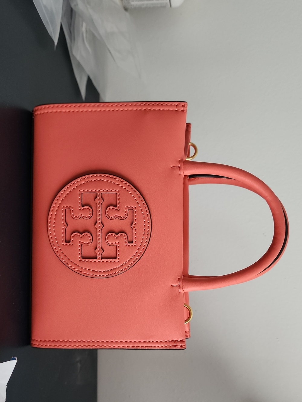 Tory Burch Ella Bio Coral Mini Leather Crossbody, Brand New With NO Tags.